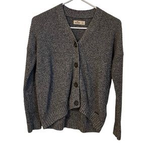 Hollister Gray Button Up Cotton Blend Sweater cardigan Size S